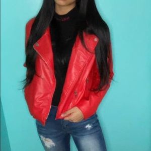 Red Faux Leather Jacket